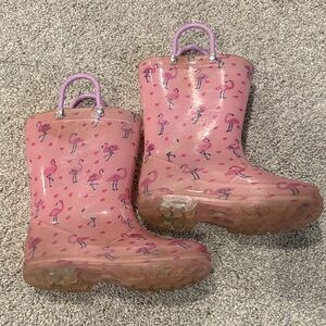 Pink Flamingo light up Rain Boots